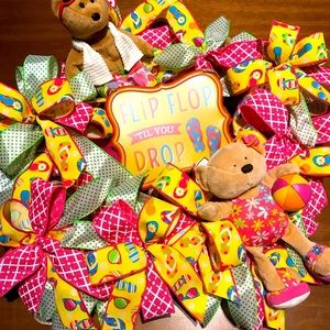 Beach Bears Wreath Flip Floppin Away Hand Crafted Beach Colorful FINAL SALE